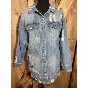 Love Tree Denim Distressed Jean Jacket Women’s Size Medium M